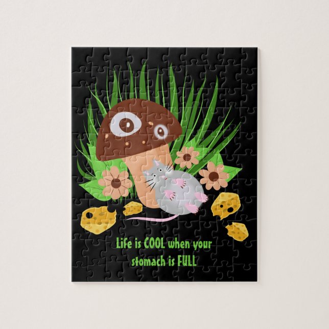 Puzzle Ratón gracioso con queso (Vertical)