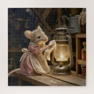 Puzzle Ratón Limpiando una Antigua Linterna