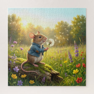 Puzzle Ratón Soplando Plántulas de Diente de León