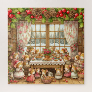 Puzzle Ratones familiares en Navidad