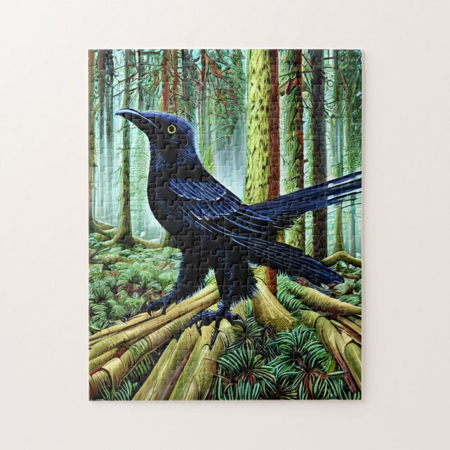 Puzzle Raven negro rústico de Woodland (Vertical)