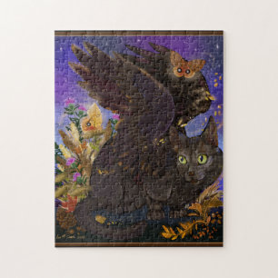 Puzzle Raven Winged Autumn Magic Cat