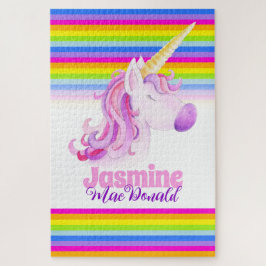 Puzzle Rayas de arco iris unicornio caprichosas