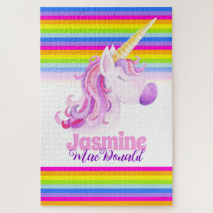 Puzzle Rayas de arco iris unicornio caprichosas