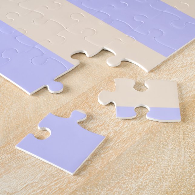 Puzzle Rayas de blanco antiguo y azul lavanda (Lado)
