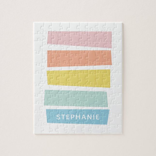 Puzzle Rayas de forma Pastel Moderno y Personalizada (Vertical)