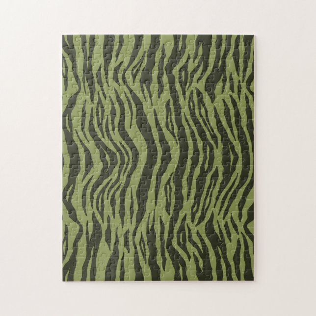 Puzzle Rayas de Tigre Glamurosas Verde Musgo Estampado An (Vertical)