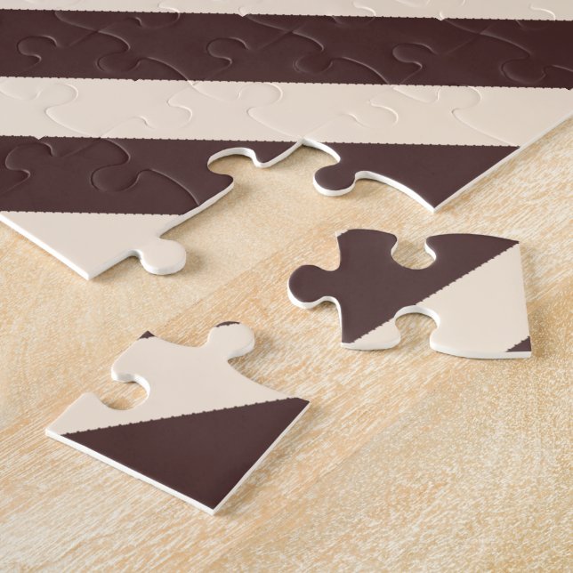Puzzle Rayas diagonales antiguas en blanco y café marrón (Lado)