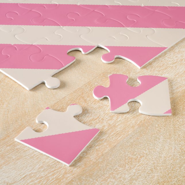 Puzzle Rayas diagonales antiguas en blanco y Rosa feroz (Lado)