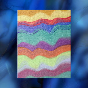 Puzzle Rayas Horizontales Onduladas, Pintura Abstracta