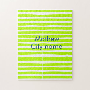 Puzzle Rayas retro verde neon amarillo agregar nombre ciu