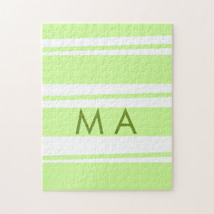 Puzzle Rayas verde neón Monograma de letra de patrón grie