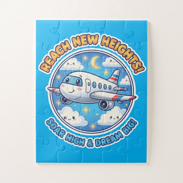 Puzzle Reach New Heights! Dream Big - Cheerful  Airplane (Vertical)