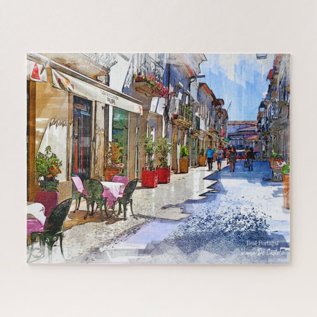 Puzzle Real Portugal- Los cafés de Viana Do Castelo (Horizontal)