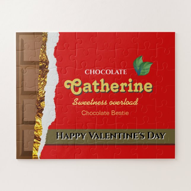 Puzzle Realistic Brown & Red Valentines Chocolate Funny (Horizontal)
