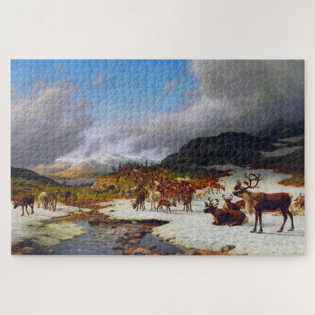 Puzzle Rebaño de renos en las montañas al norte de Røros (Horizontal)