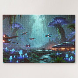 Puzzle Rebel Starships in a Bioluminescent Alien Valley