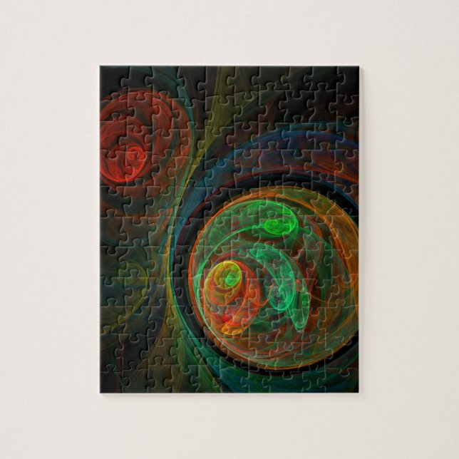 Puzzle Reborn Green Abstract Art (Vertical)