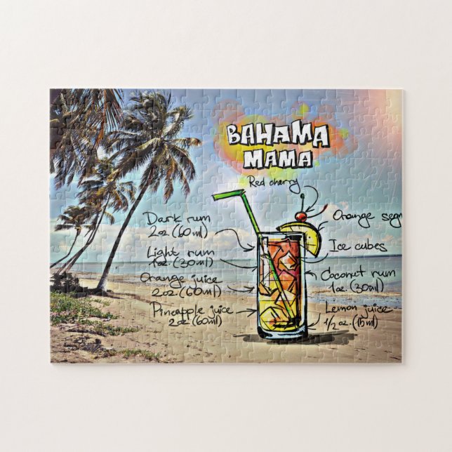 Puzzle Receta de cóctel de bebida Bahamas Mama (Horizontal)