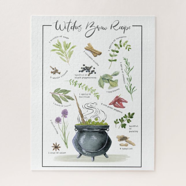 Puzzle Receta moderna de caldero de Halloween de época 1 (Vertical)