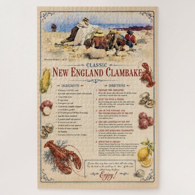 Puzzle Receta tradicional de Clambake de Nueva Inglaterra (Vertical)