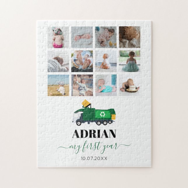 Puzzle Reciclando Camión Bebé Fotos del primer año (Vertical)