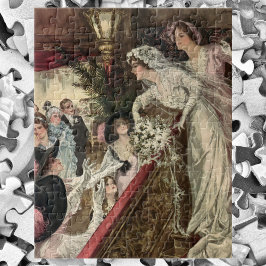 Puzzle Recién casados vintage, novia victoriana lanzando 