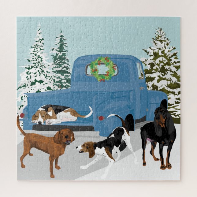 Puzzle Recogida de Coonhounds para el invierno (Vertical)