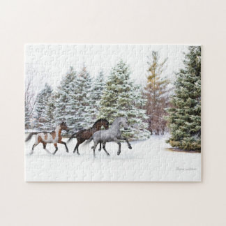 Puzzle Recorriendo la nieve - Tres caballos