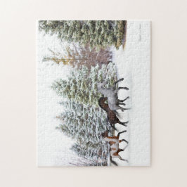 Puzzle Recorriendo la nieve - Tres caballos