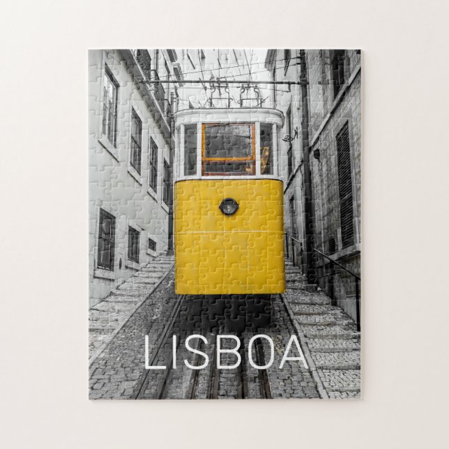 Puzzle Recuento vintage de tranvía retro de Lisboa Portug (Vertical)