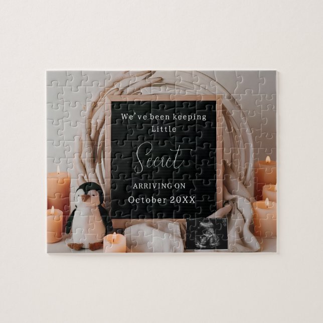 Puzzle Recuerdo de anuncio de embarazo Simple Neutral (Horizontal)