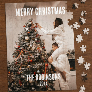 Puzzle Recuerdo minimalista de Navidad con foto de pareja