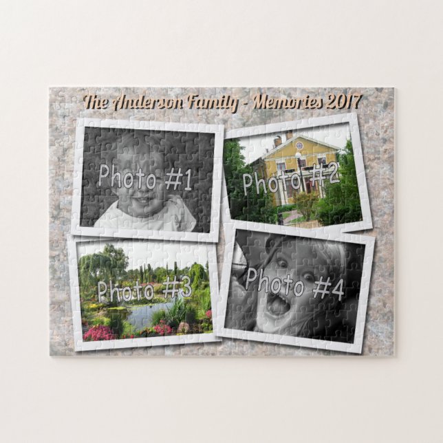 Puzzle Recuerdos familiares 4 x fotos de Personalizados e (Horizontal)