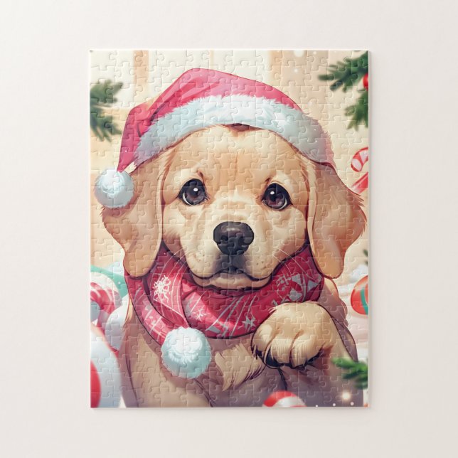 Puzzle Recuperador de labrador con gorra pastel y bufanda (Vertical)