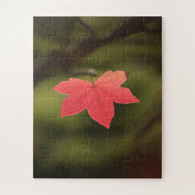 Puzzle Red Autumn Maple Leaf Nature Photo (Vertical)