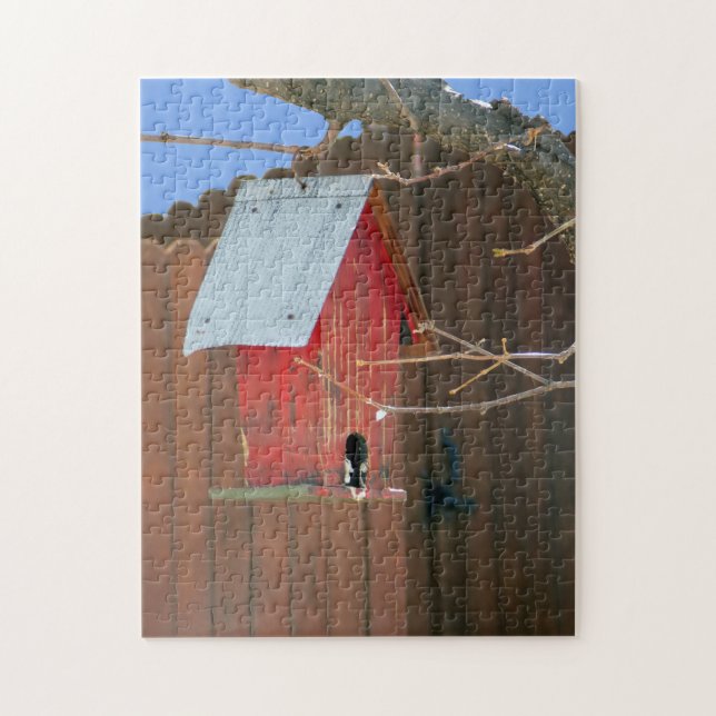 Puzzle Red Birdhouse (Vertical)