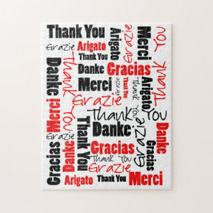 Puzzle Red Black Gracias Word Cloud