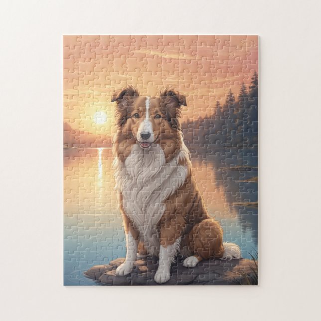 Puzzle Red Border Collie (Vertical)
