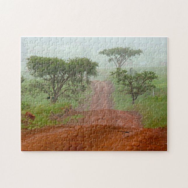 Puzzle Red Earth Road Veldt Mist South Africa. (Horizontal)