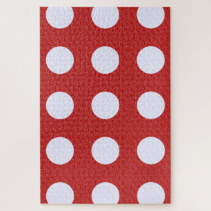 Puzzle Red Fractal-style - White Fractal-style Polka Dots