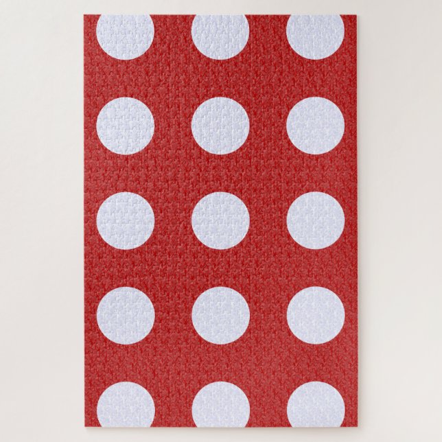 Puzzle Red Fractal-style - White Fractal-style Polka Dots (Vertical)