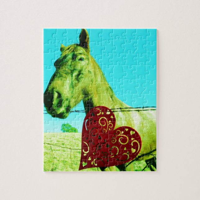 Puzzle Red Heart and  Horse (Vertical)