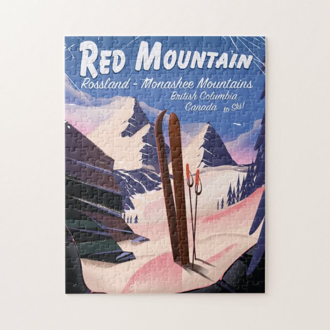 Puzzle Red Mountain British Columbia, poster de esquí de  (Vertical)