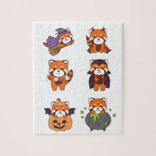 Puzzle Red Panda Halloween Disfraces de vampiros de calab