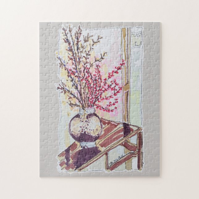 Puzzle Red Plum Blossoms (Vertical)