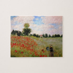 Puzzle Red Poppies by Monet - Poppy Field Parasol Woman