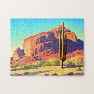 Puzzle Red Rocks and Cactus, 1945 by Maynard Dixon