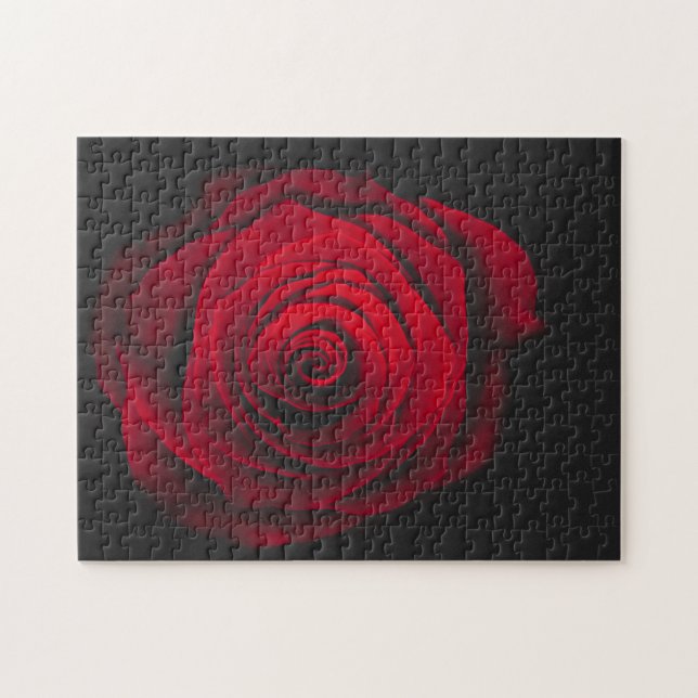 Puzzle Red rose on black background vintage effect (Horizontal)