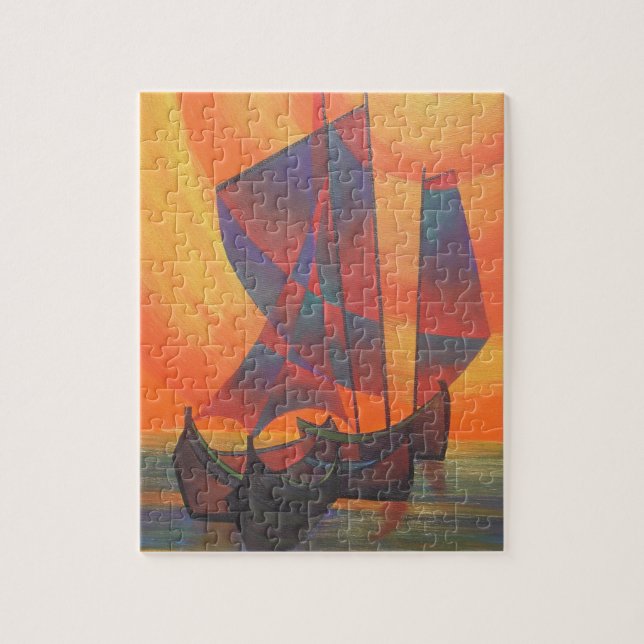 Puzzle Red Sails in the Sunset Cubist Junk Resumen (Vertical)